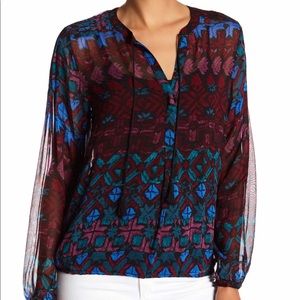 Lucky Brand Printed Blouson Blouse